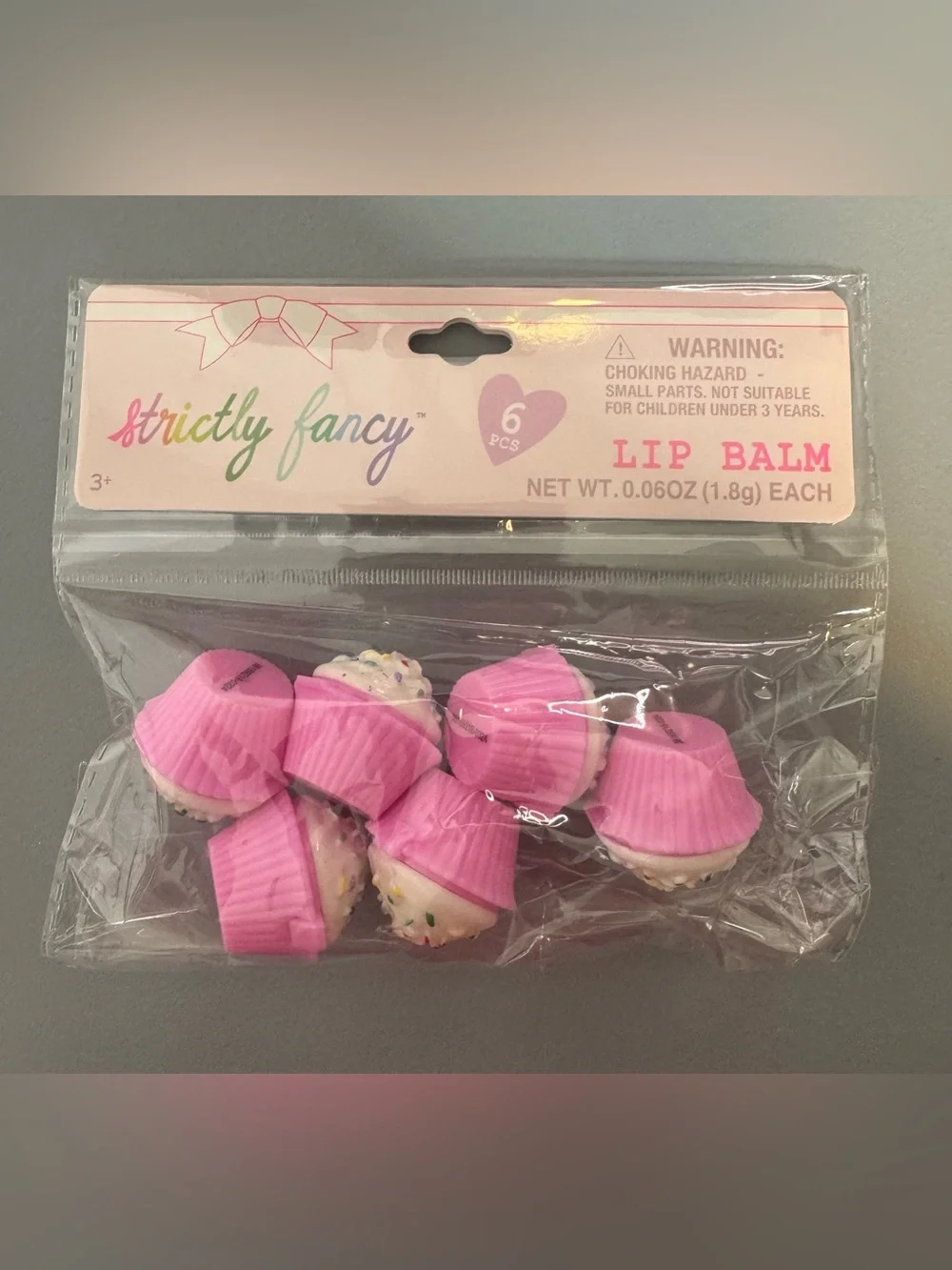 Pink Cupcake themed Lip Balm - 6 Pack